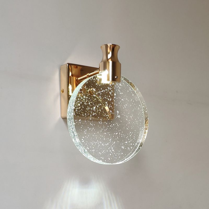 Kristy modern rund vägglampa med kristall för sminkbord, guld/krom