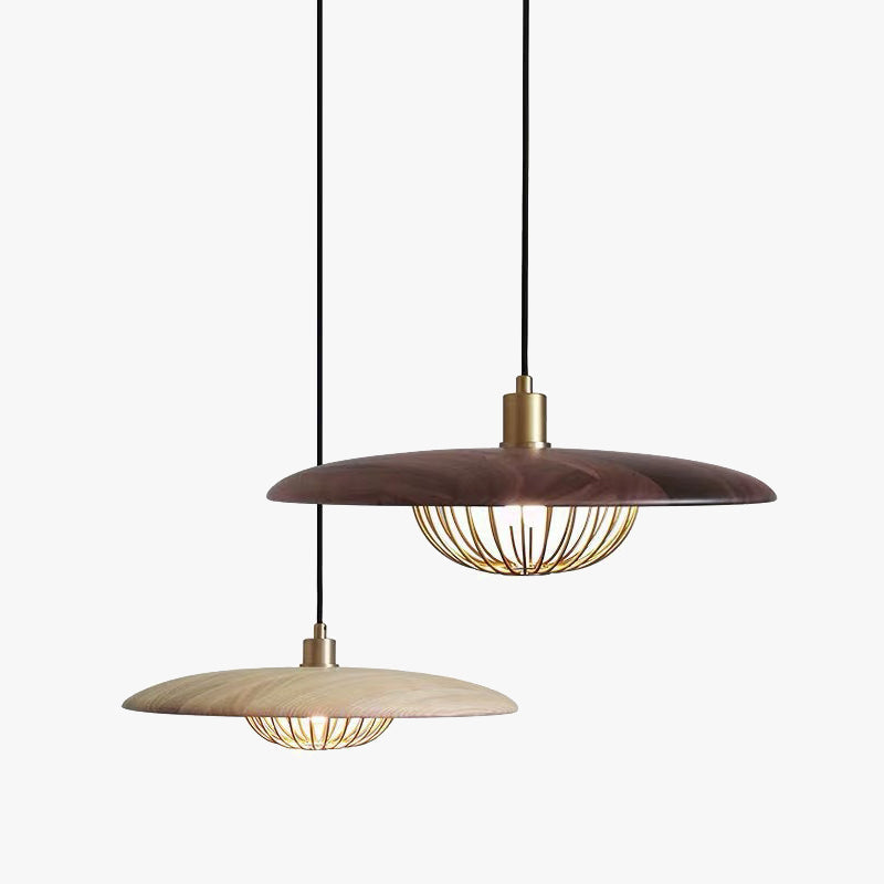 Arisha modern nordisk kupolpendellampa, guld/brun/grå/brun/trä