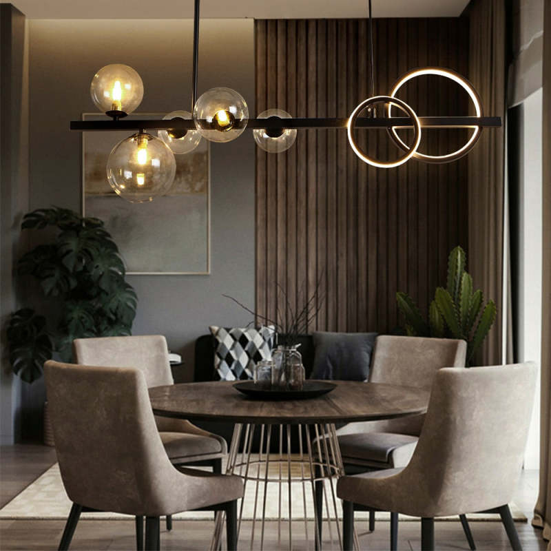 Arisha Pendant Light Bubble Circle Modern Black/Gold, Bedroom