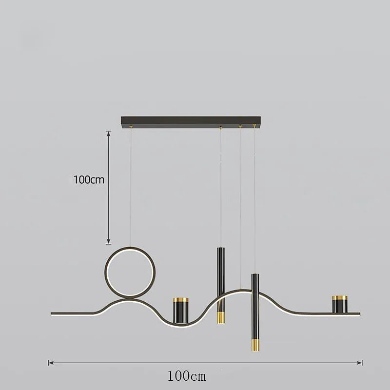Arisha Modern Metal Linear Starry Night Pendant Light, Black