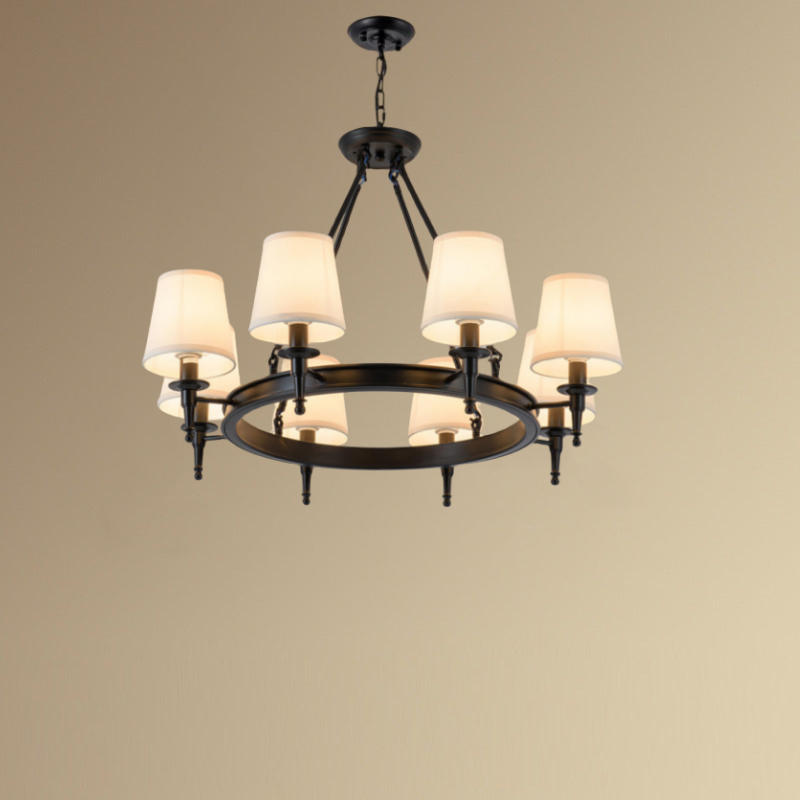 Silva vintage Ring Metal/Fabric Chandelier, Black/Copper