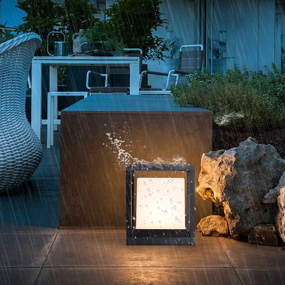 Ray Modern Rectangular Metal Outdoor Lamps, Black