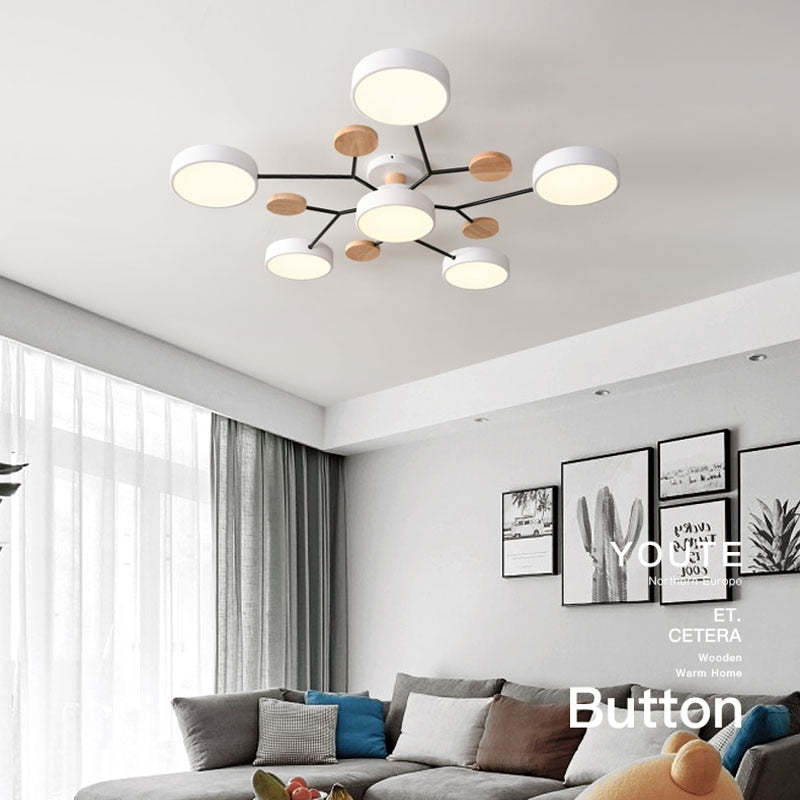 Arisha Ceiling Light, Wood Round for Living Room