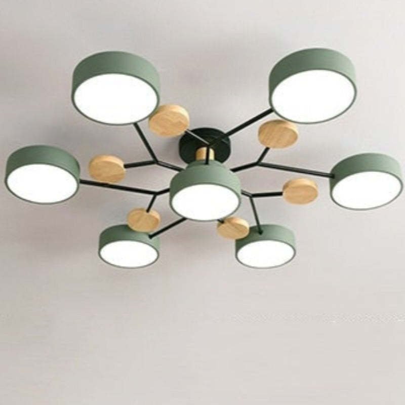 Arisha Ceiling Light, Wood Round for Living Room