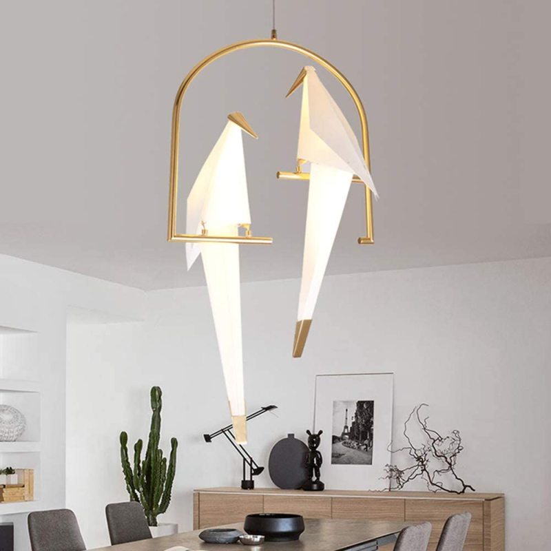 Arisha modern nordisk postmodern fågelpendellampa, vit/genomskinlig