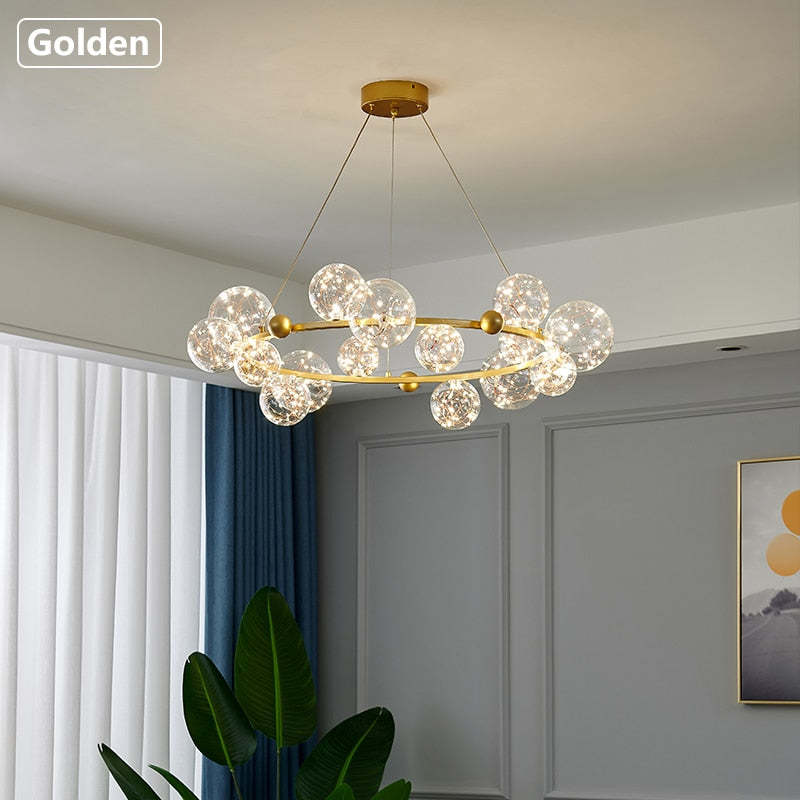 Valentina – art déco-hengiljós með lýsandi kúlum úr gleri