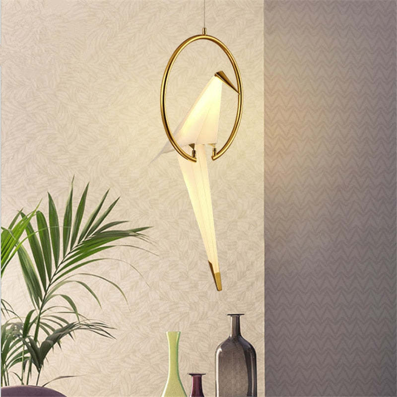 Arisha modern nordisk postmodern fågelpendellampa, vit/genomskinlig