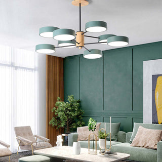Sienna Design Rund LED Pendellampa Vit/Grön/Grå Metall/Trä/Akryl Sovrum/Vardagsrum