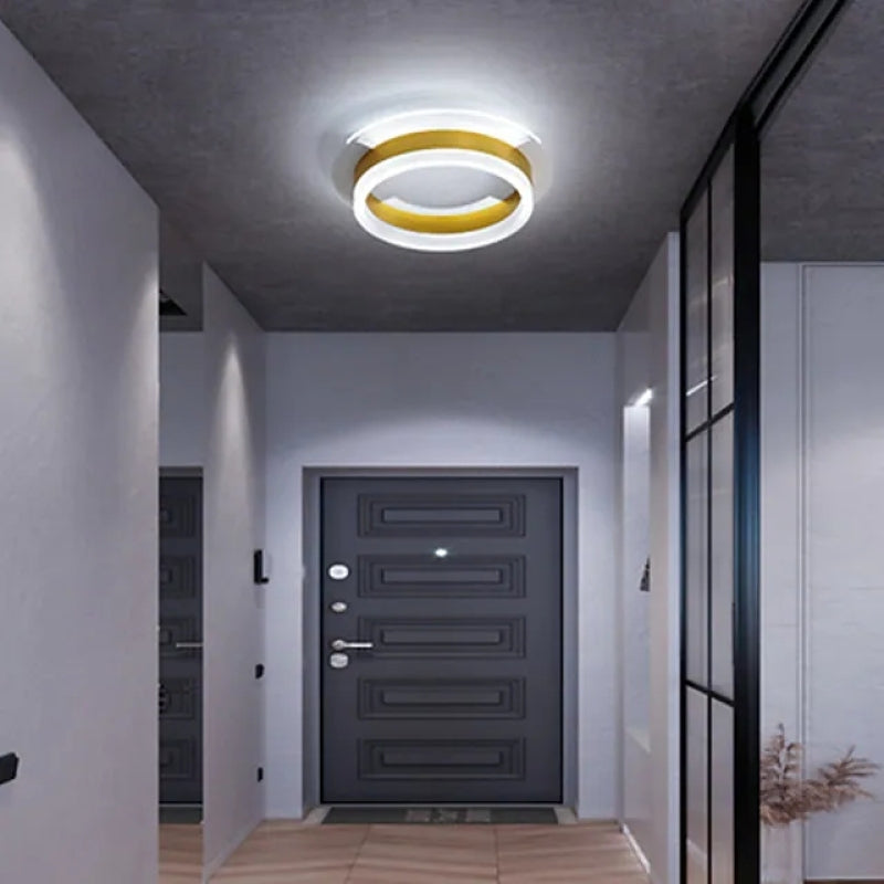 Arisha moderne enkel guldfarvet loftslampe, firkantet/rund