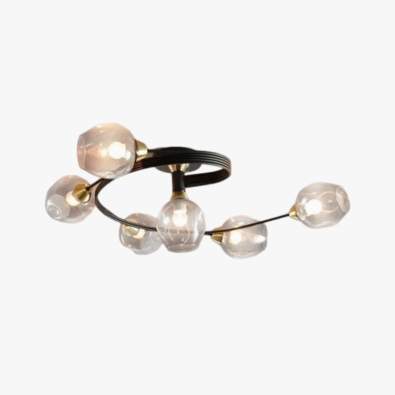 Valentina loftslampe til planmontering i glas, sort/guld, spisestue