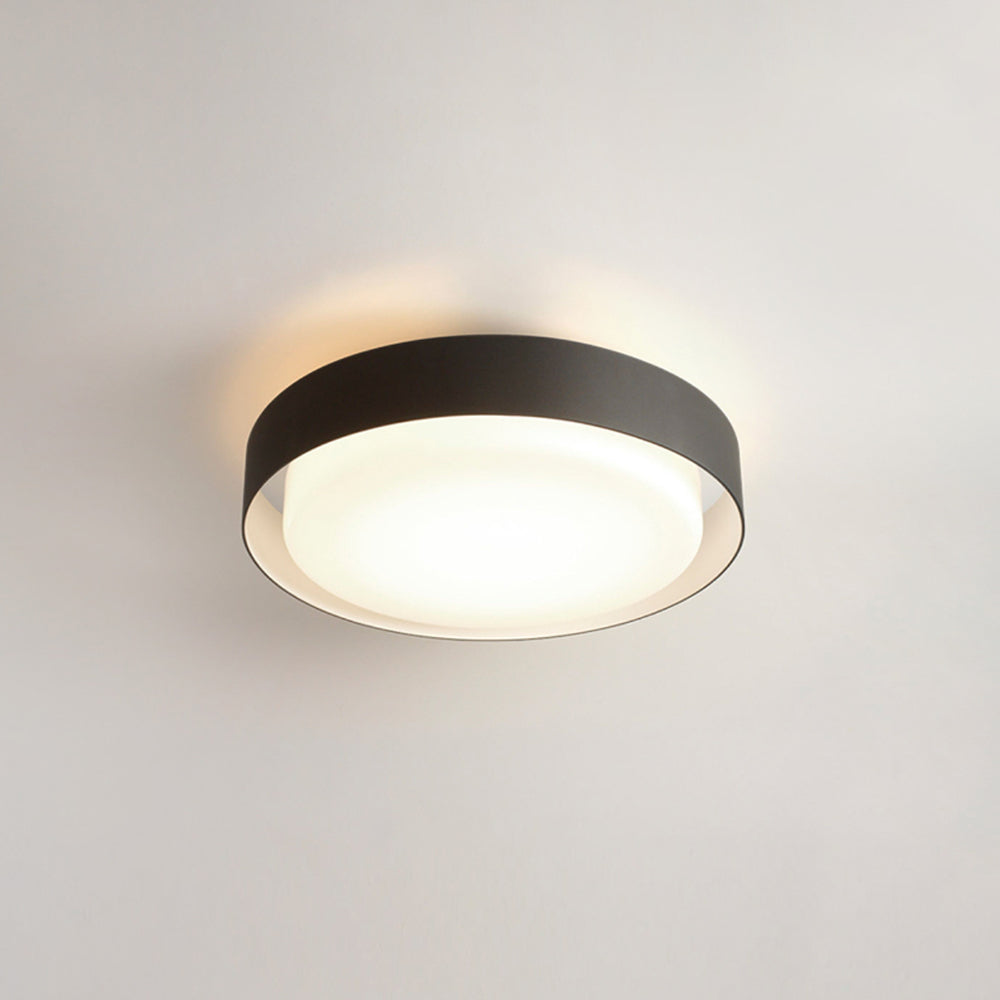 Ray Modern Round Flush Mount Ceiling Light, Metal/, White/Black