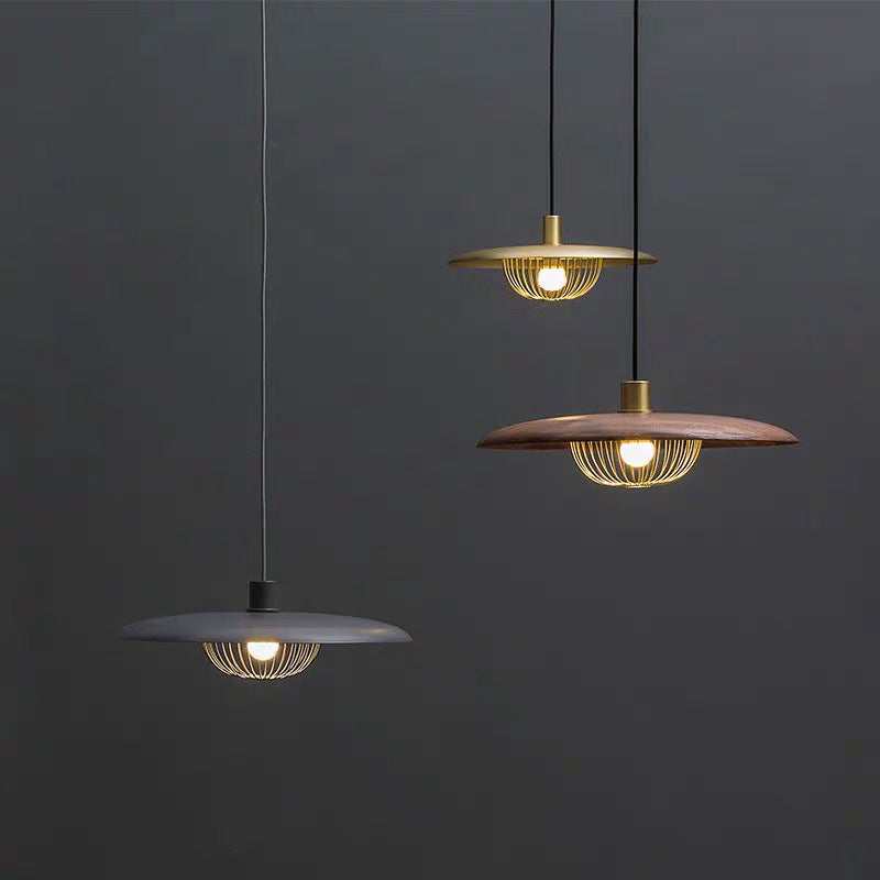 Arisha modern nordisk kupolpendellampa, guld/brun/grå/brun/trä