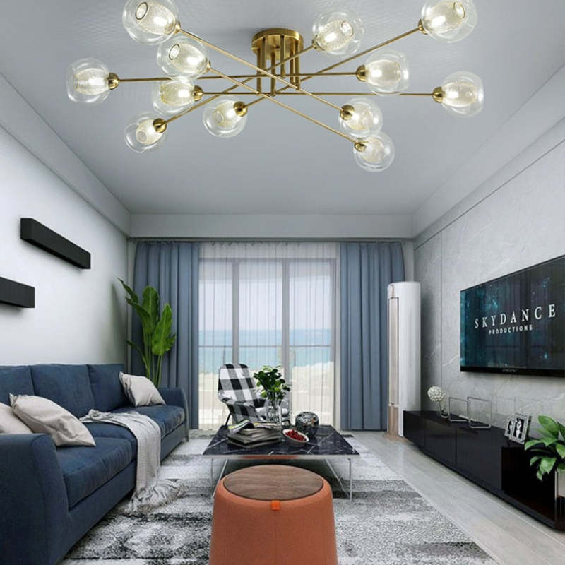 Valentina industriell LED-takkrona med glasglob, 6 stilar