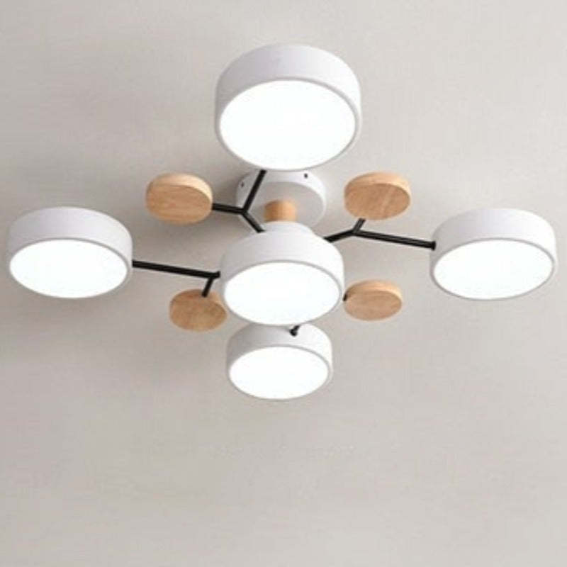 Arisha Ceiling Light, Wood Round for Living Room