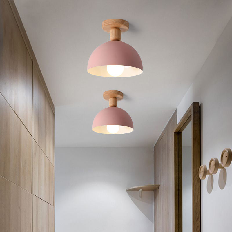 Muto Modern LED Wood Dome Ceiling Light
