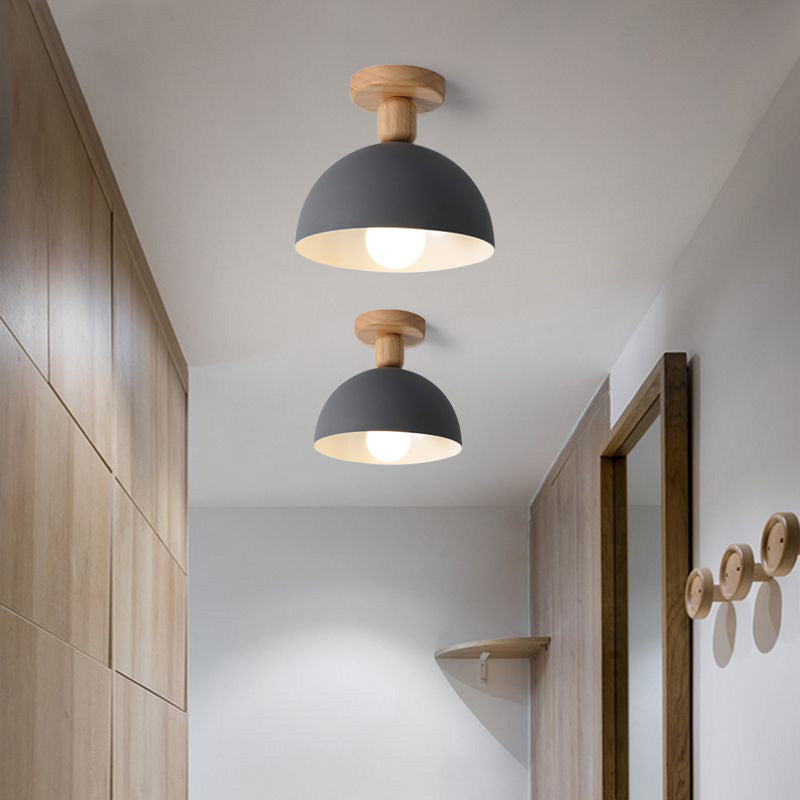 Muto Modern LED Wood Dome Ceiling Light