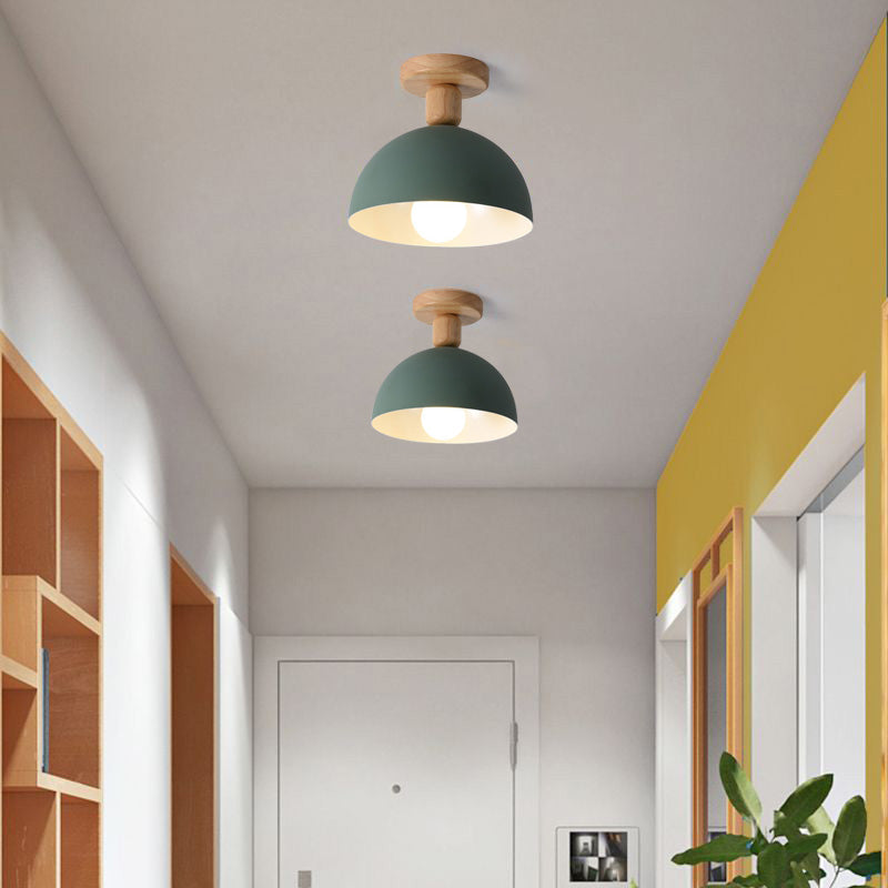 Muto Modern LED Wood Dome Ceiling Light