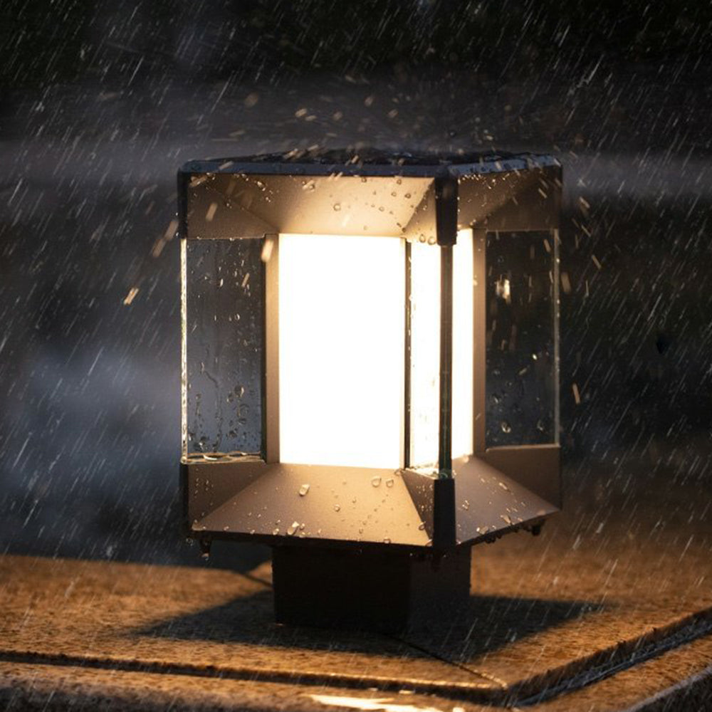 Ray moderne rektangulær udendørs lampe i metal og glas, sort/sort-guld