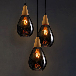 Avi Design Droppe Glas Trä LED Pendellampa Matbord Vardagsrum Köksö