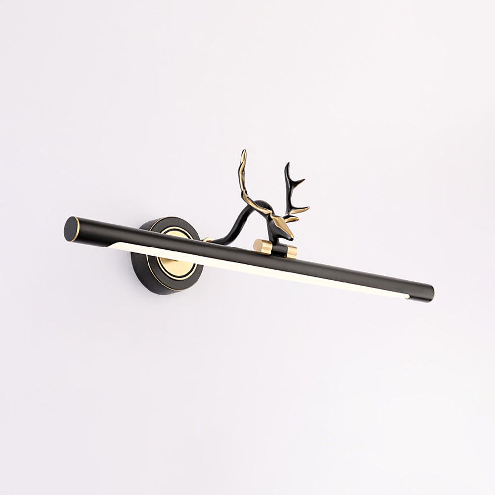 Arisha Decorative Deer Mirror Front Vanity Wall Lamp, Black/Gold