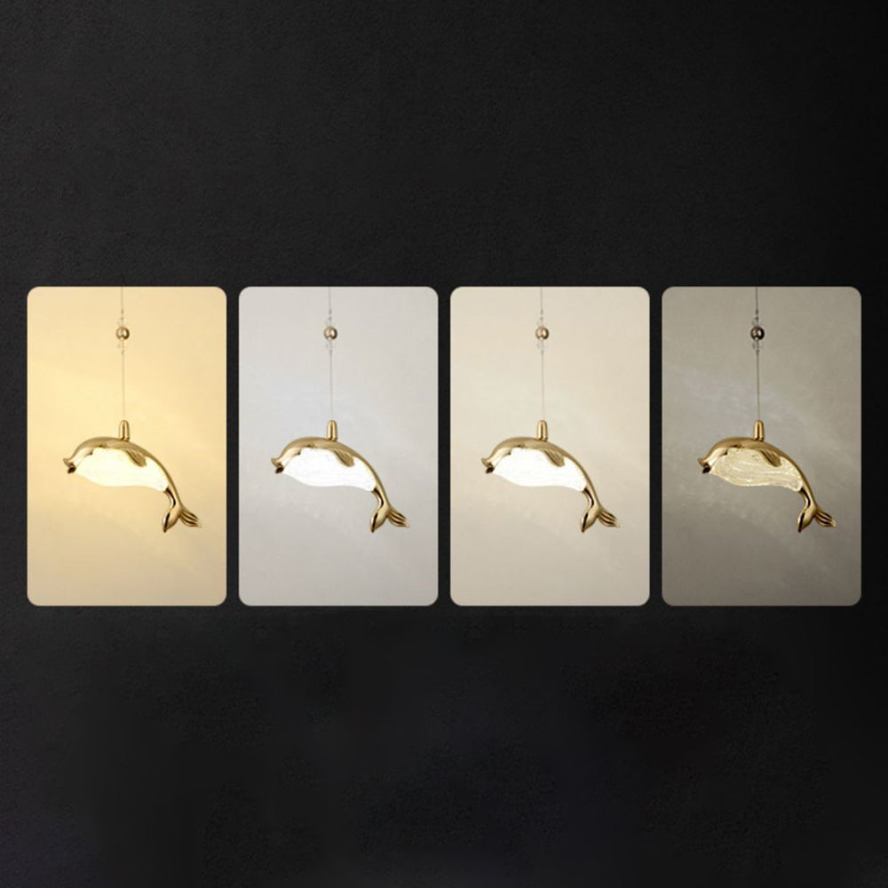 Arisha modern kreativ delfinformad pendellampa i metall, guld, metall