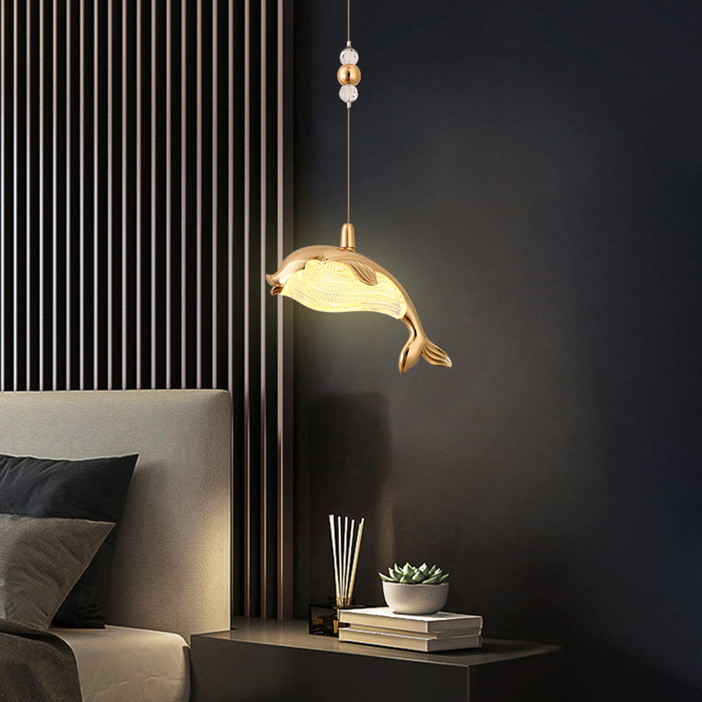 Arisha modern kreativ delfinformad pendellampa i metall, guld, metall
