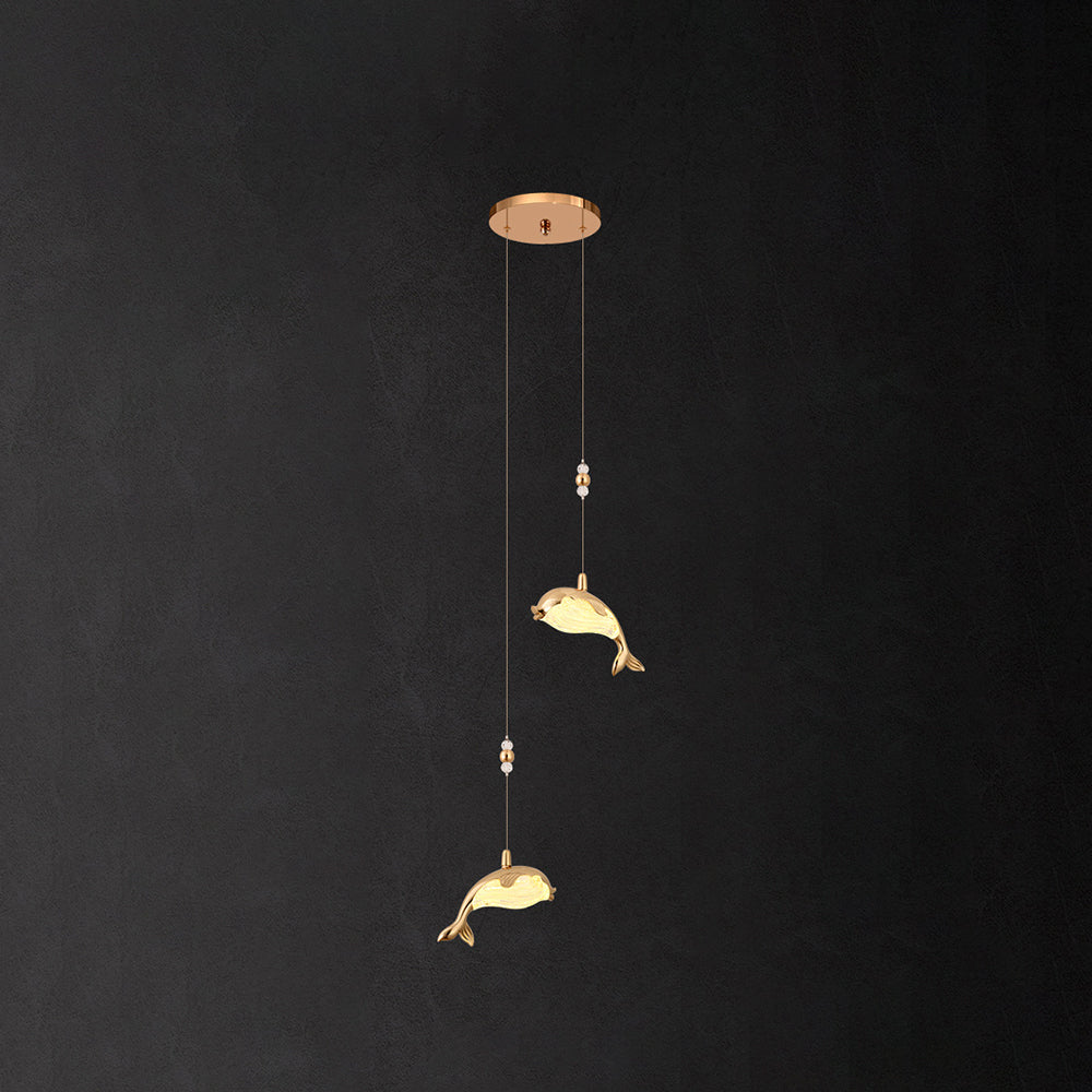Arisha modern kreativ delfinformad pendellampa i metall, guld, metall