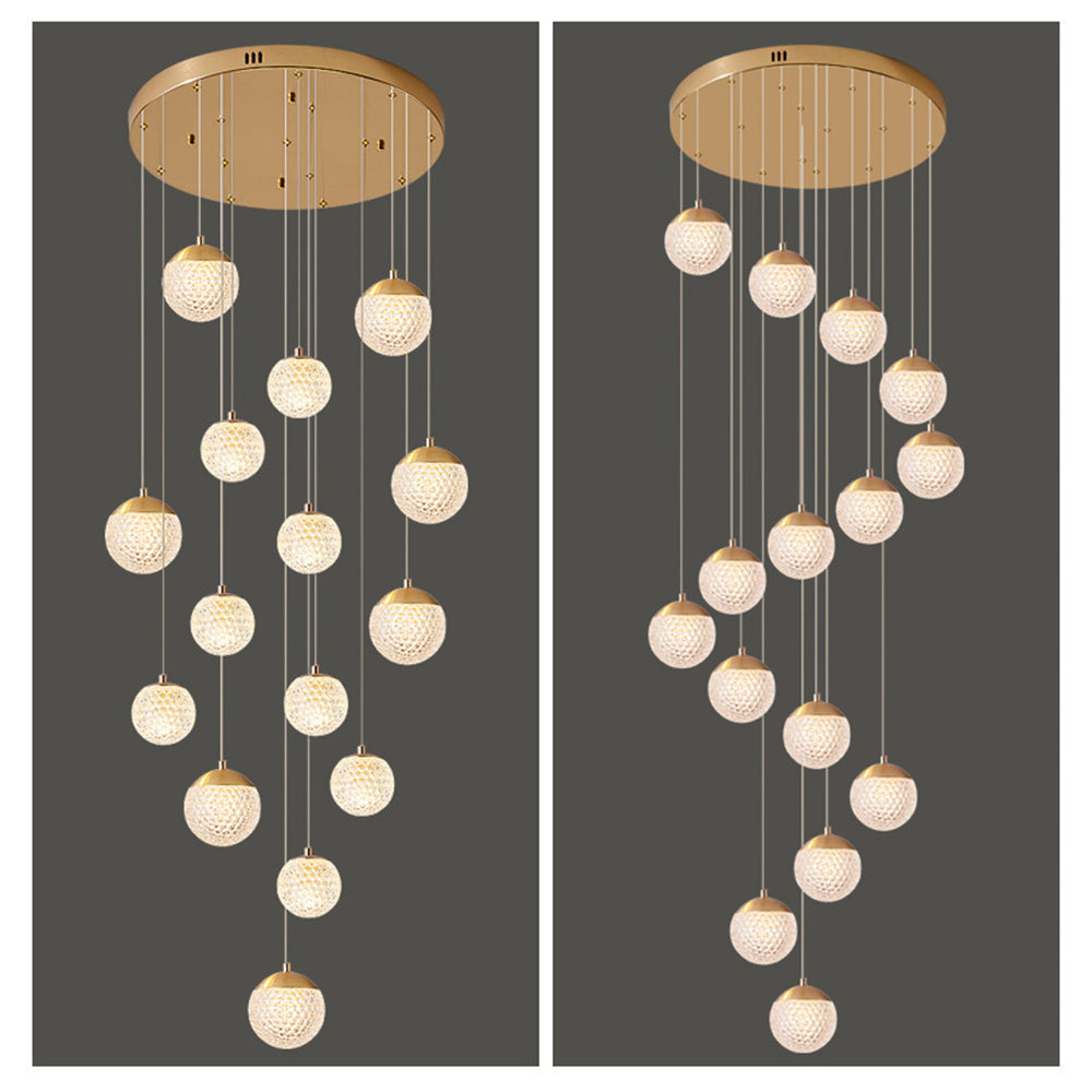 Arisha moniosainen moderni art deco -tyylinen porrastettu riippuvalaisin, kultainen