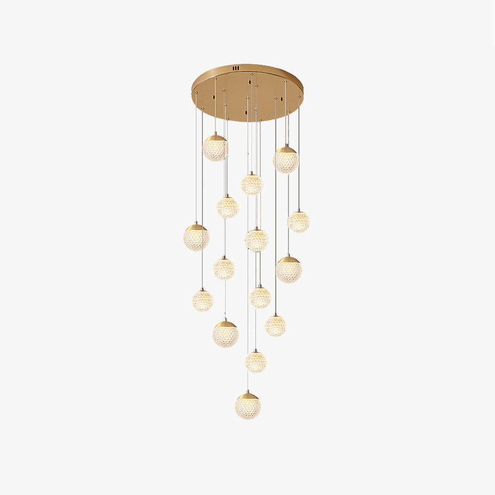 Arisha moniosainen moderni art deco -tyylinen porrastettu riippuvalaisin, kultainen