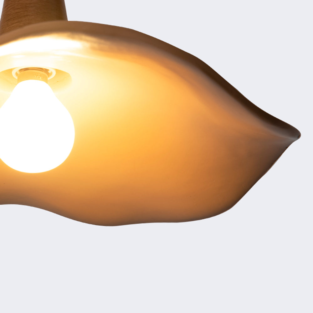 Arisha retro bylgjulaga hengilampi úr mahóní/plastefni, borðstofa
