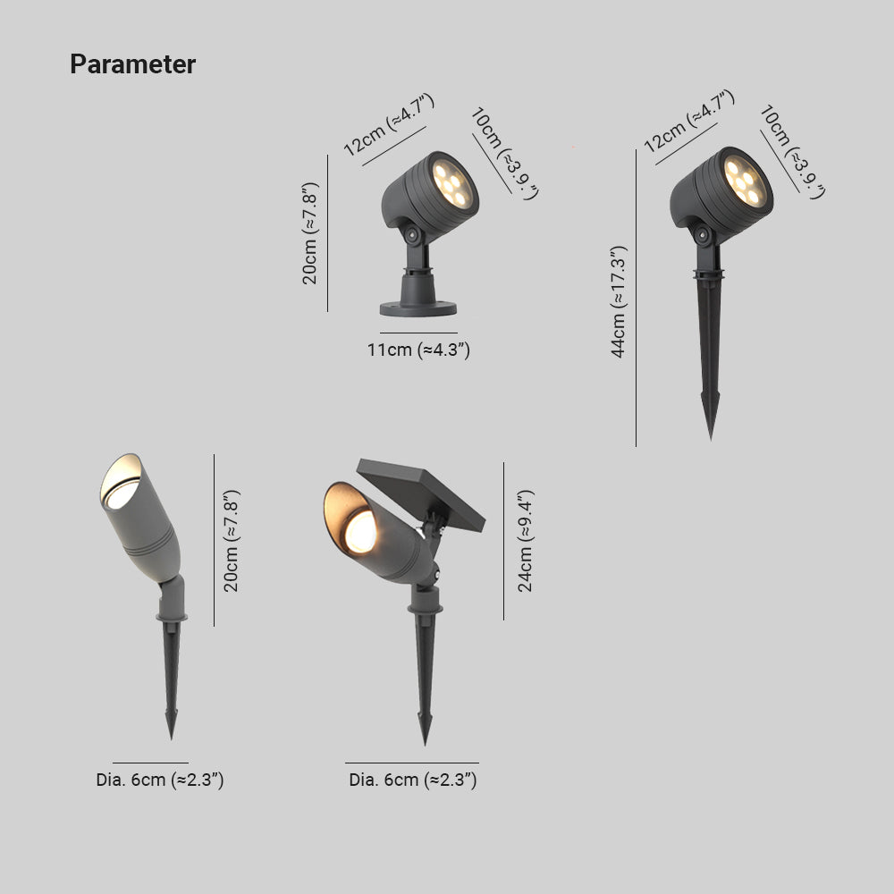 Ray moderni pyöreä lasi-/metallinen aurinkoenergialla toimiva maavalaisin kohdevalaisimella