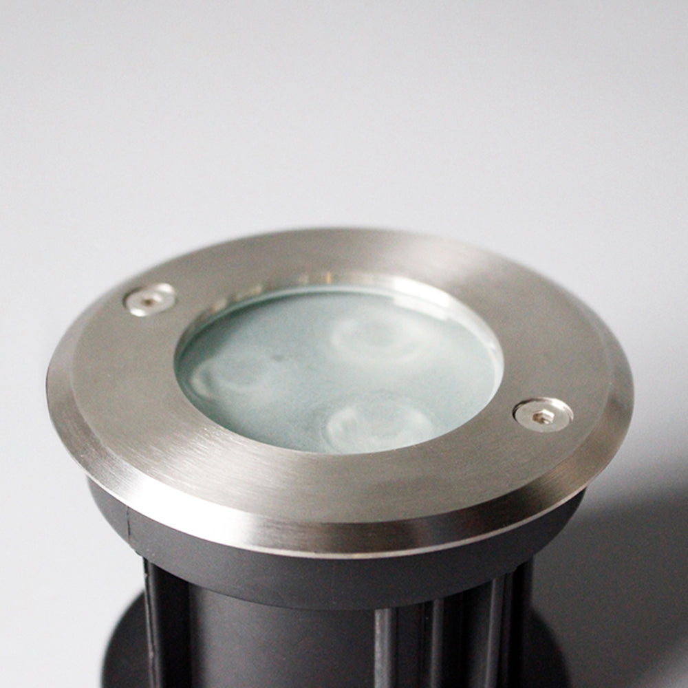 Ray moderne cylindrisk indbygget udendørs trin-/terrasselampe i metal, sort