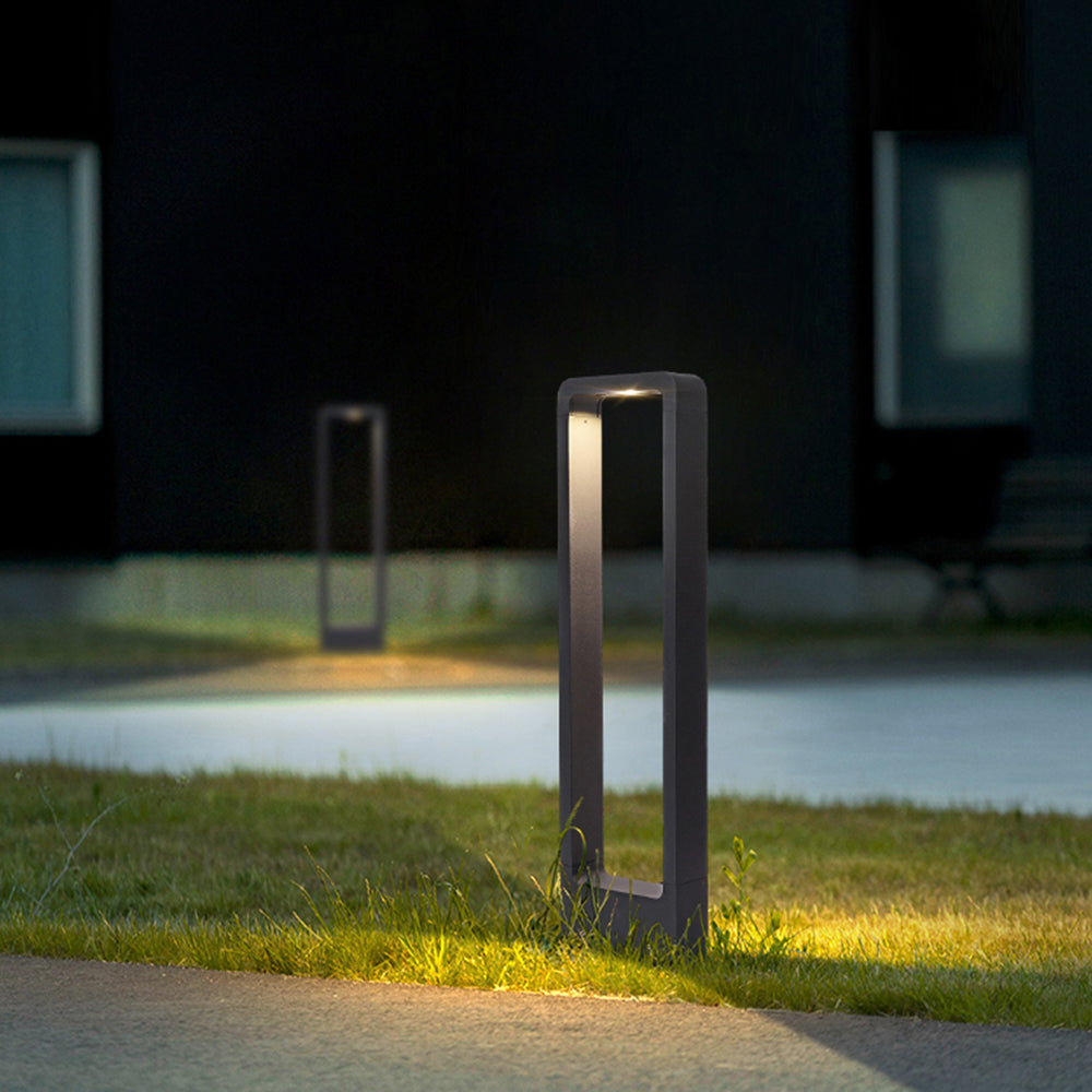 Ray modern utomhusgånglampa i svart metall med ihålig rektangulär design