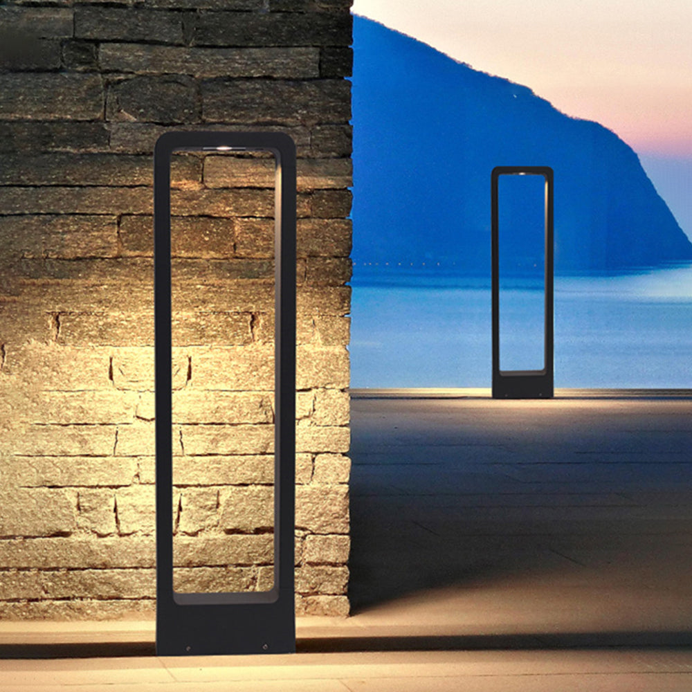 Ray modern utomhusgånglampa i svart metall med ihålig rektangulär design