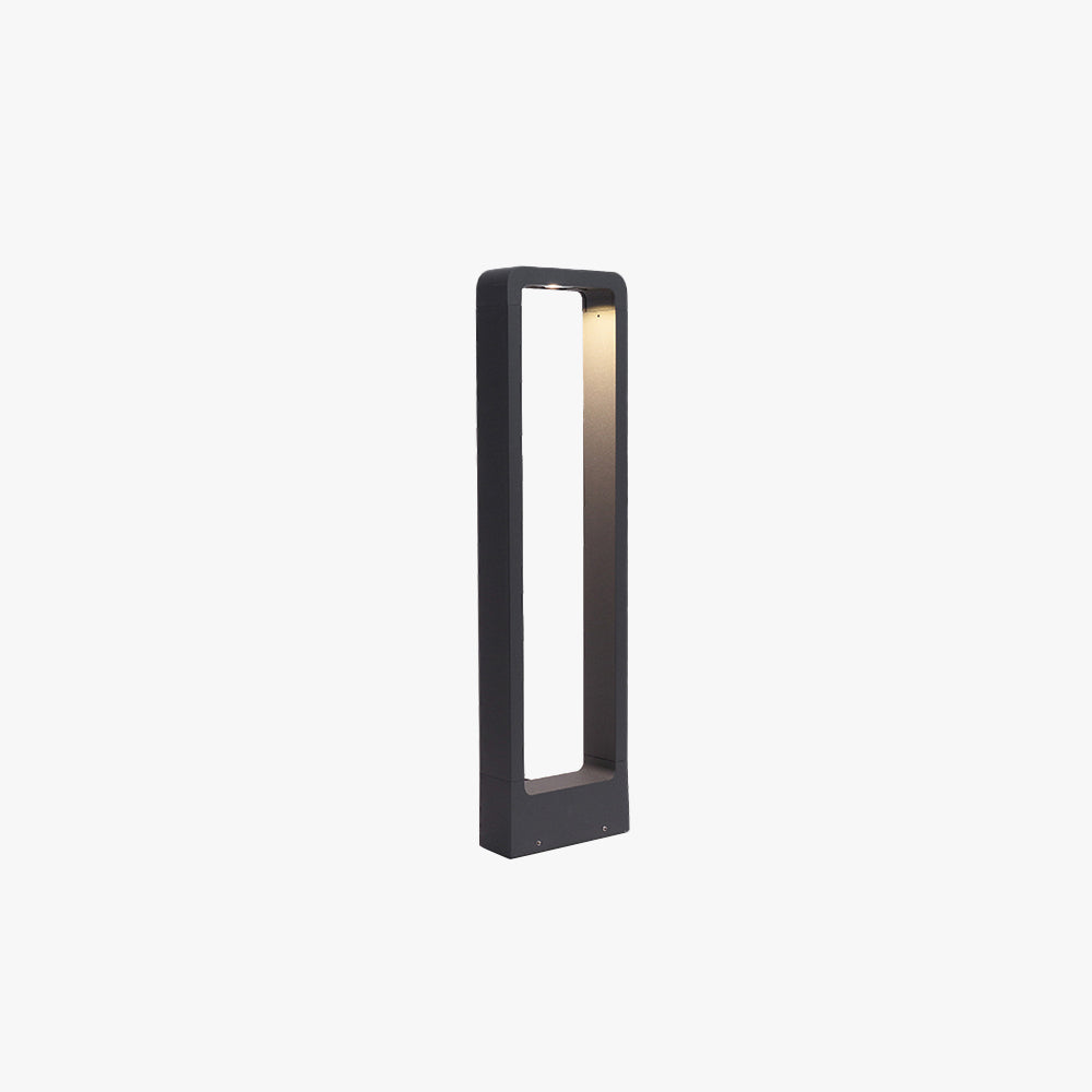Ray modern utomhusgånglampa i svart metall med ihålig rektangulär design