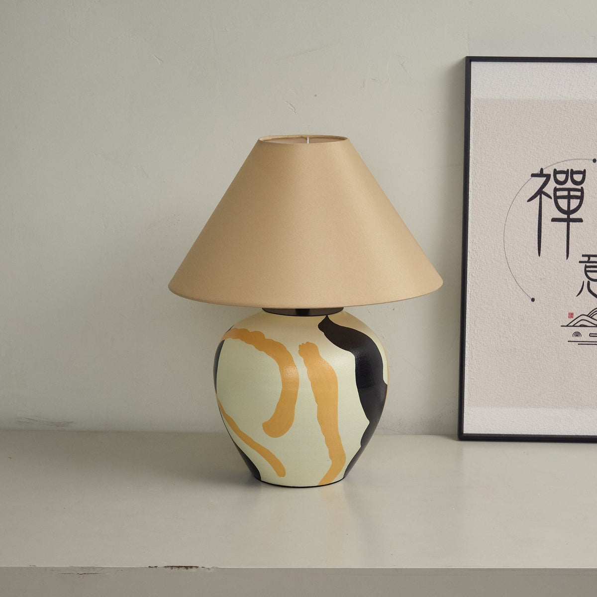 Candeeiro de mesa em cerâmica com padrão abstrato Quellis