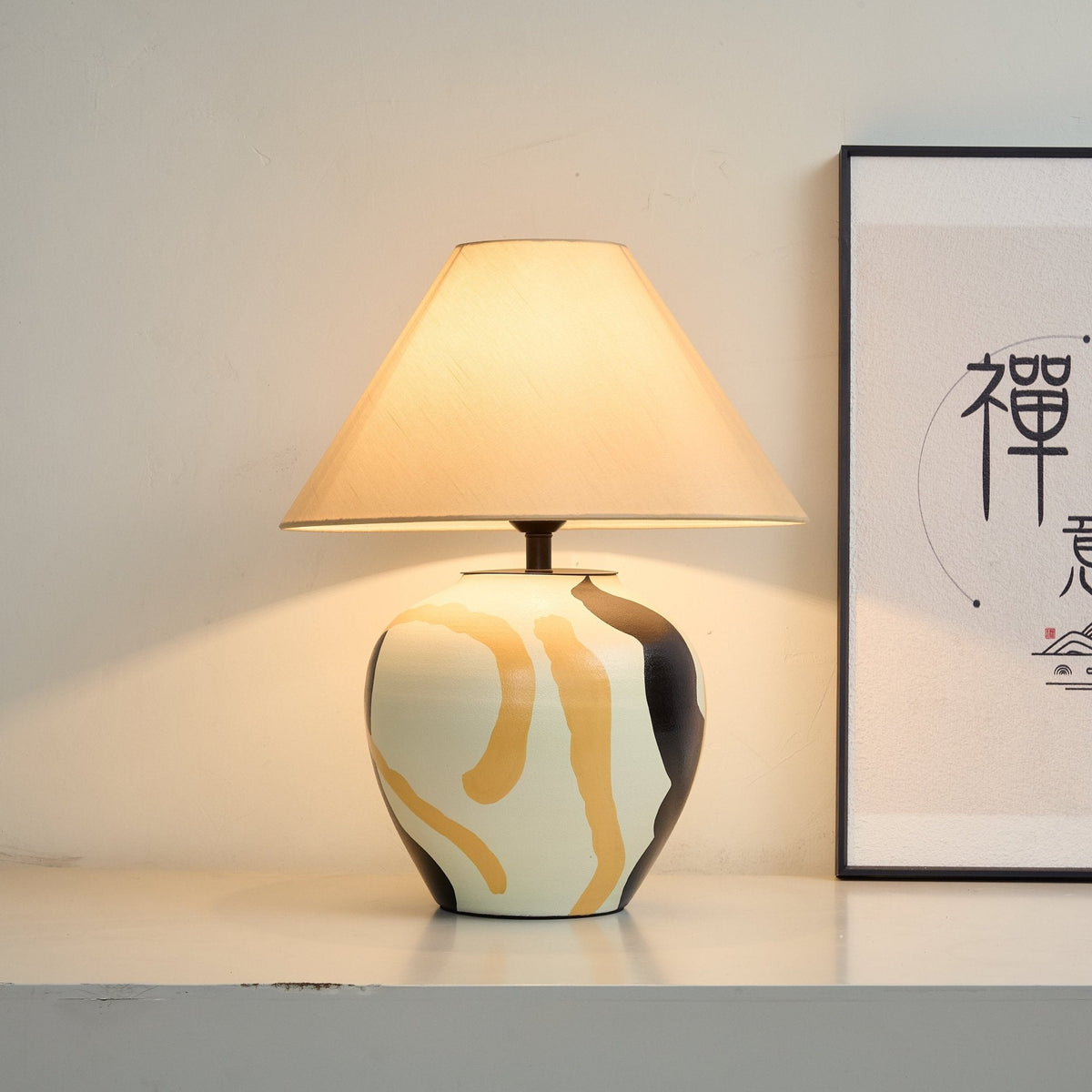 Candeeiro de mesa em cerâmica com padrão abstrato Quellis