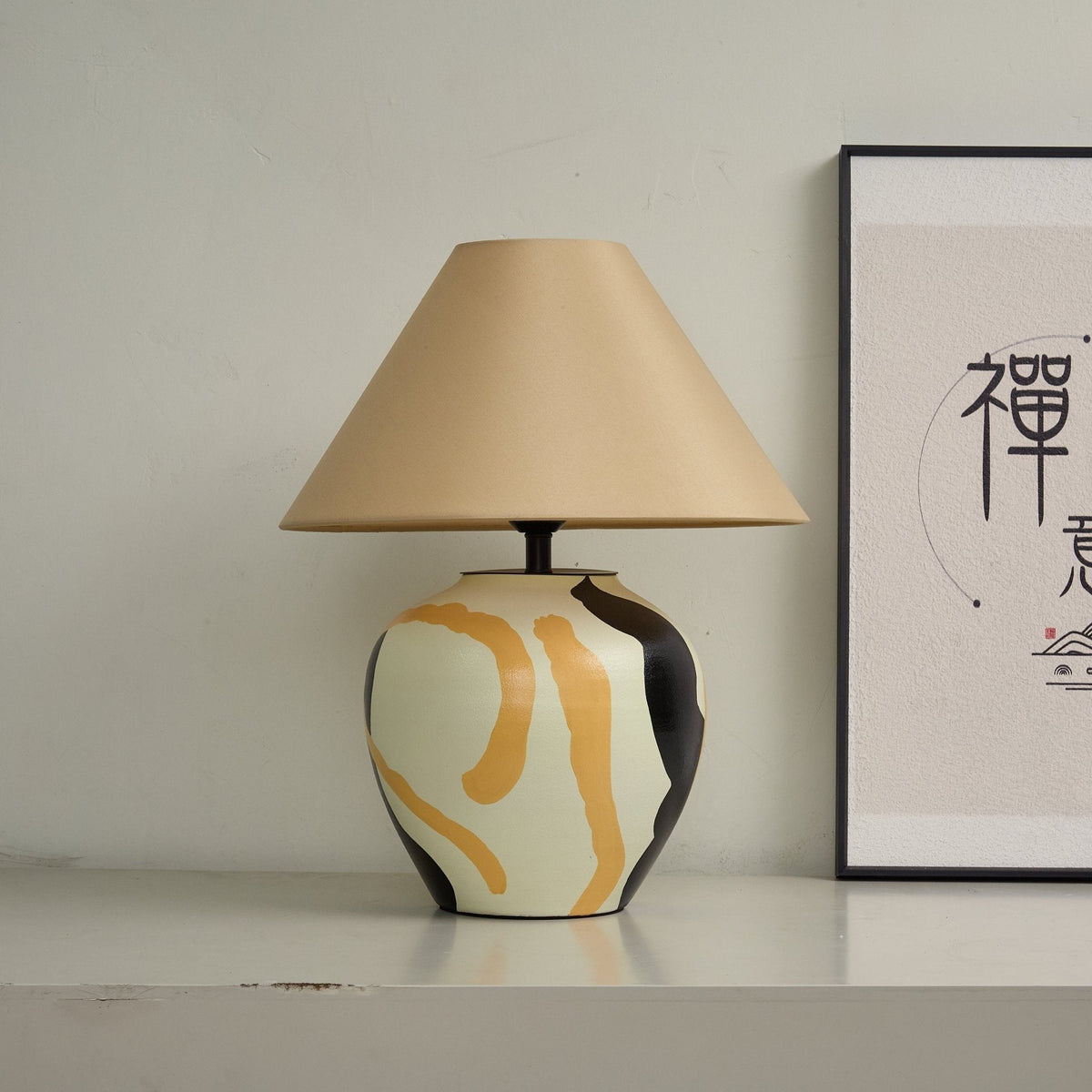 Candeeiro de mesa em cerâmica com padrão abstrato Quellis