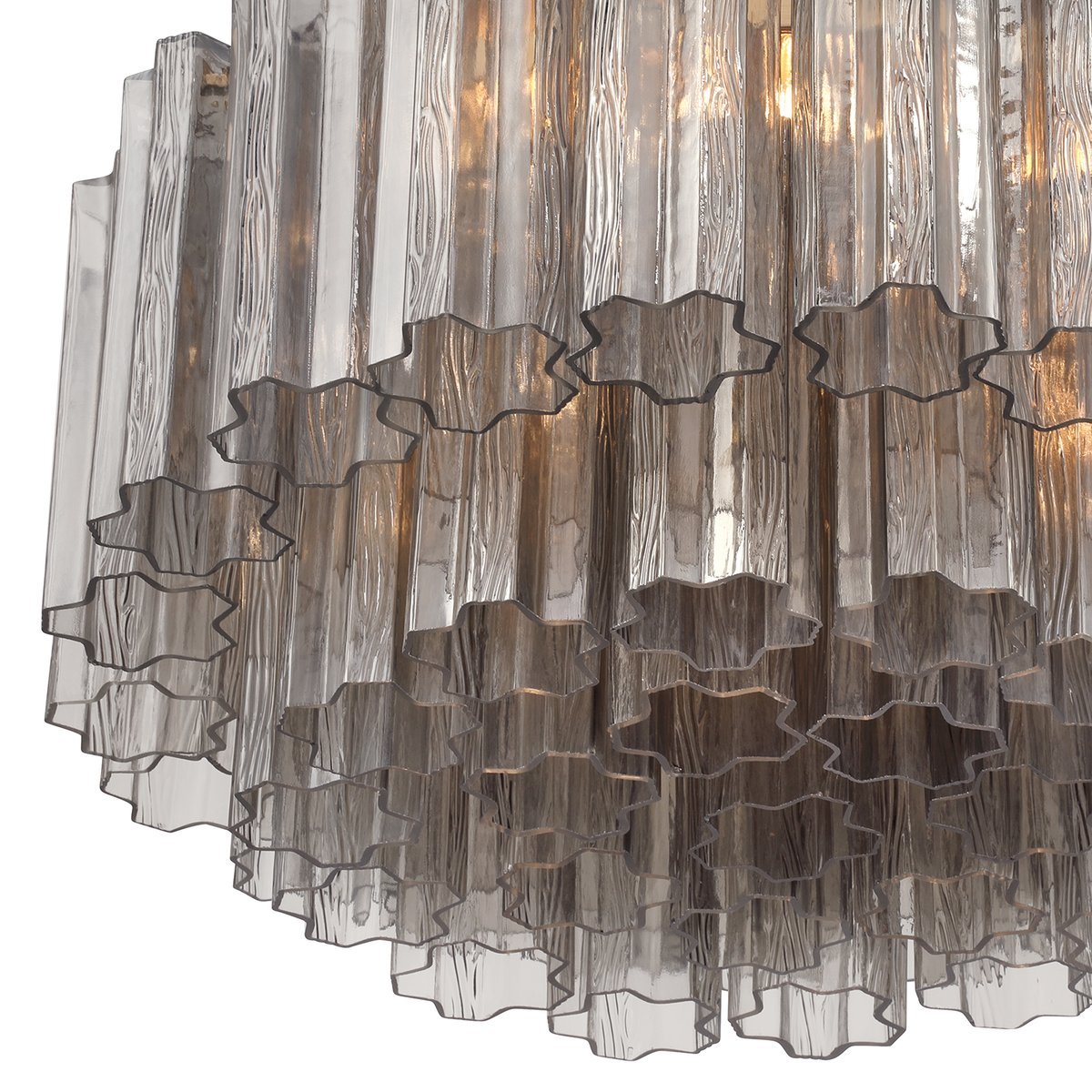 Eiruaya-loftlampe i ravfarvet lagdelt glasrør