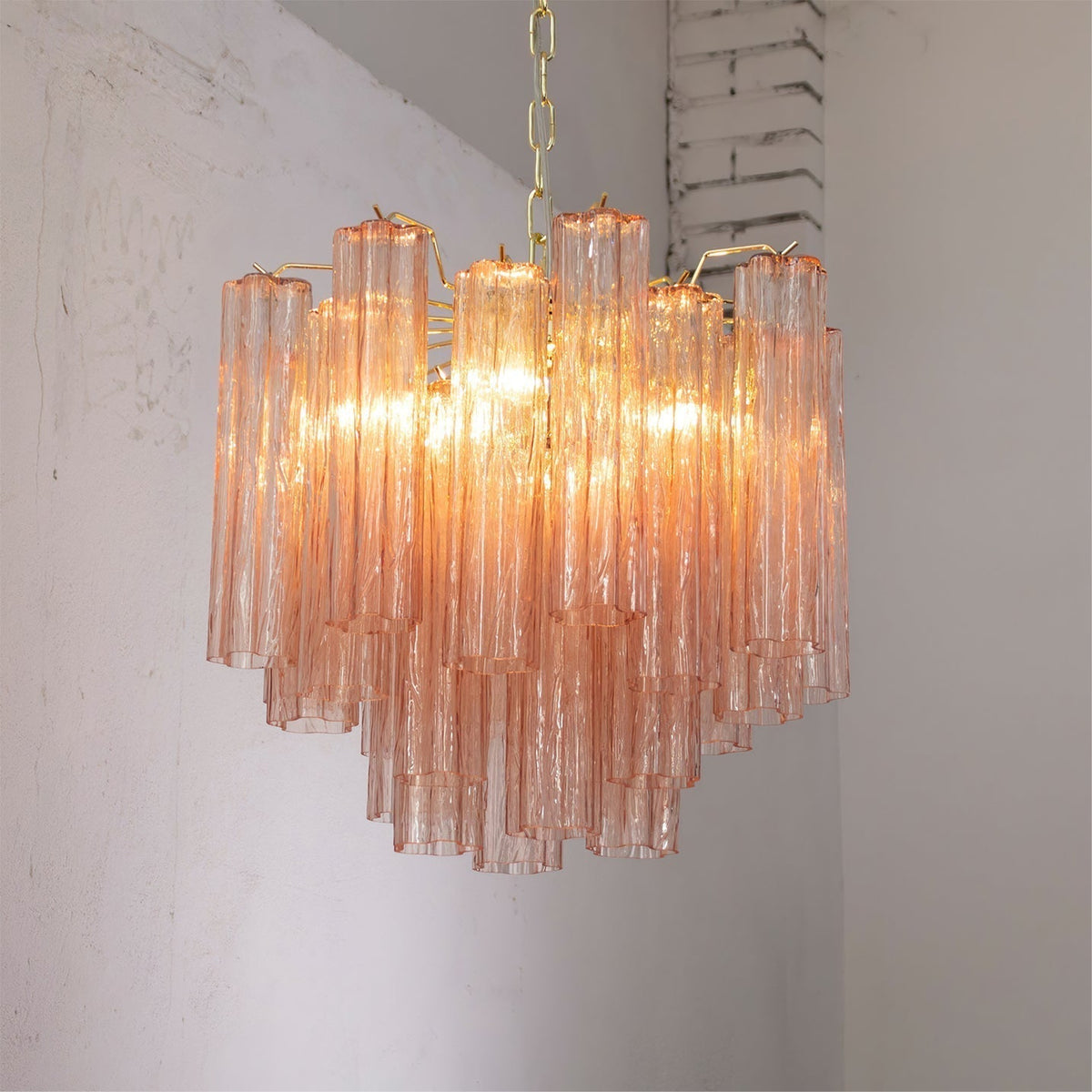Candeeiro de teto Lioraelle luxuoso de tubos de vidro, com camadas