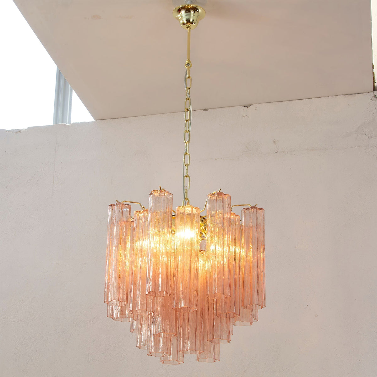Candeeiro de teto Lioraelle luxuoso de tubos de vidro, com camadas