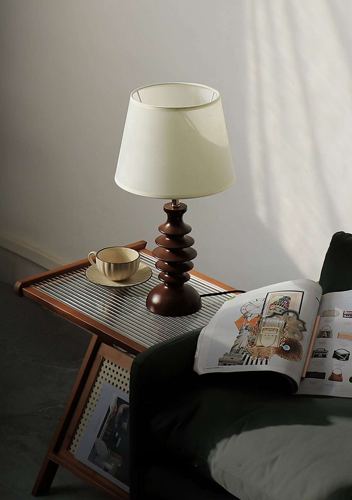 Tivoce vintagebordlampe i stof