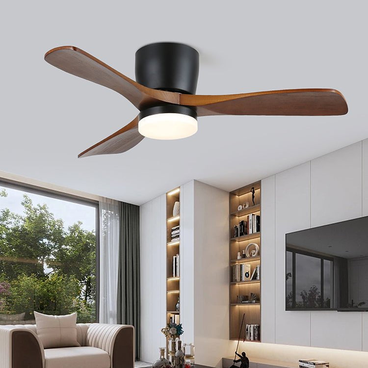 Brinor minimalistisk loftsventilator med lys i træ