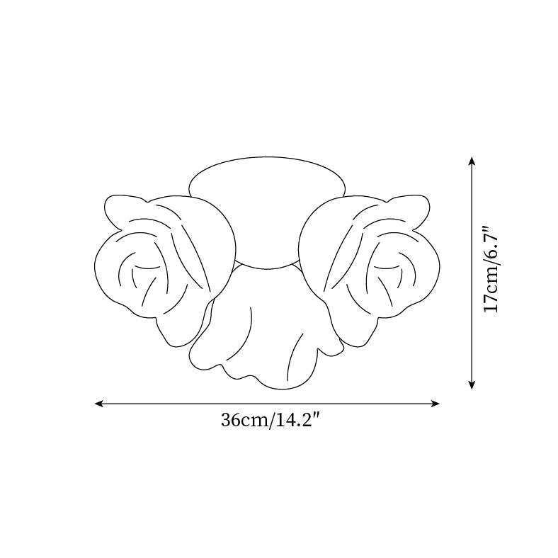 Loftslampe med metalroset og blomsterkunstnerisk accent i PE-rosenform