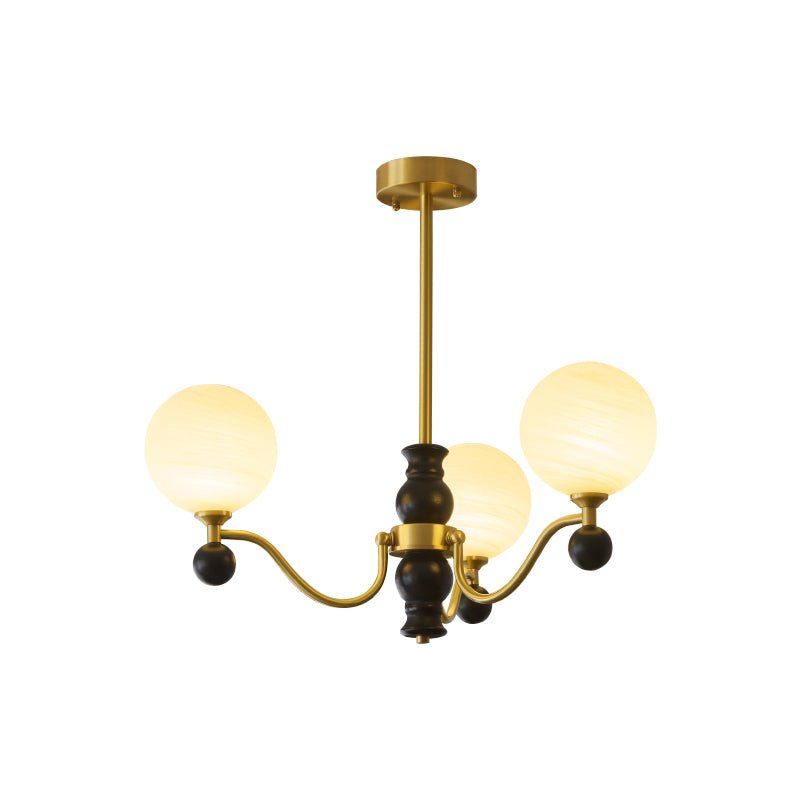 Ershaan elegantti vintage-tyylinen pallomainen messinki- ja puukattokruunu