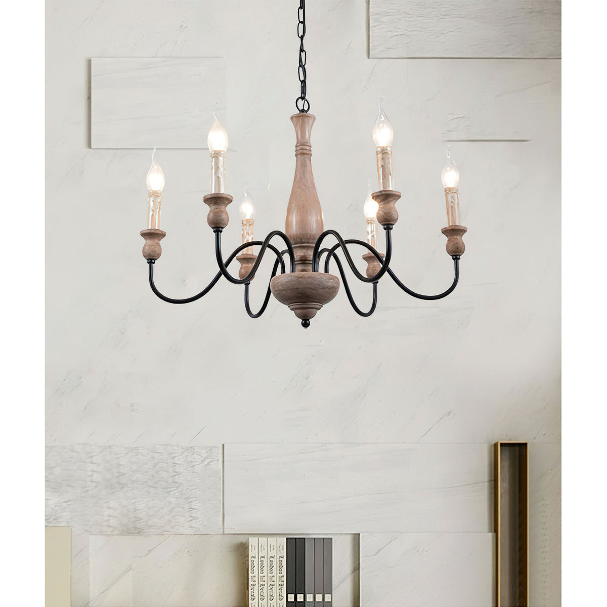Candeeiro de teto de madeira moderno industrial Afralia