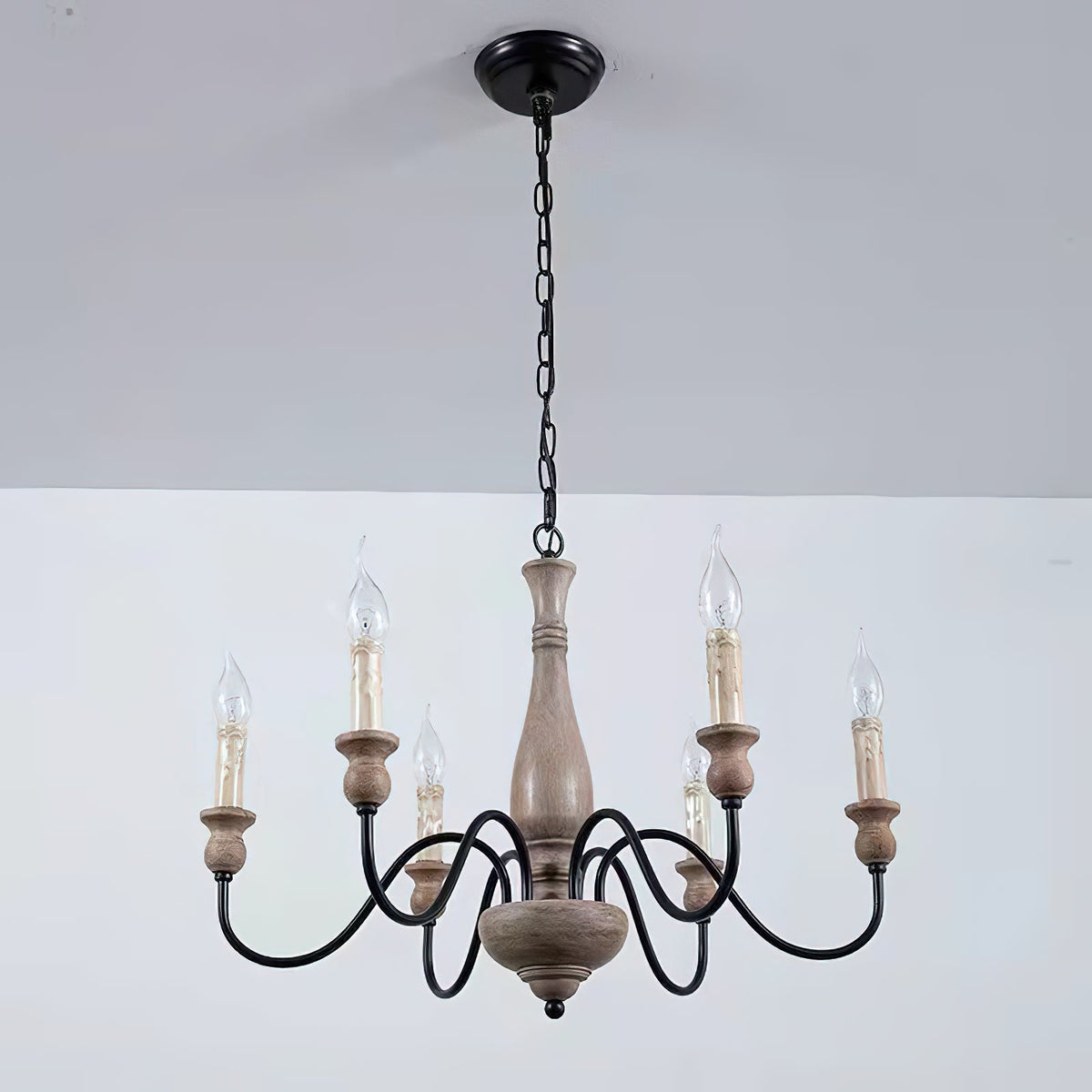 Candeeiro de teto de madeira moderno industrial Afralia