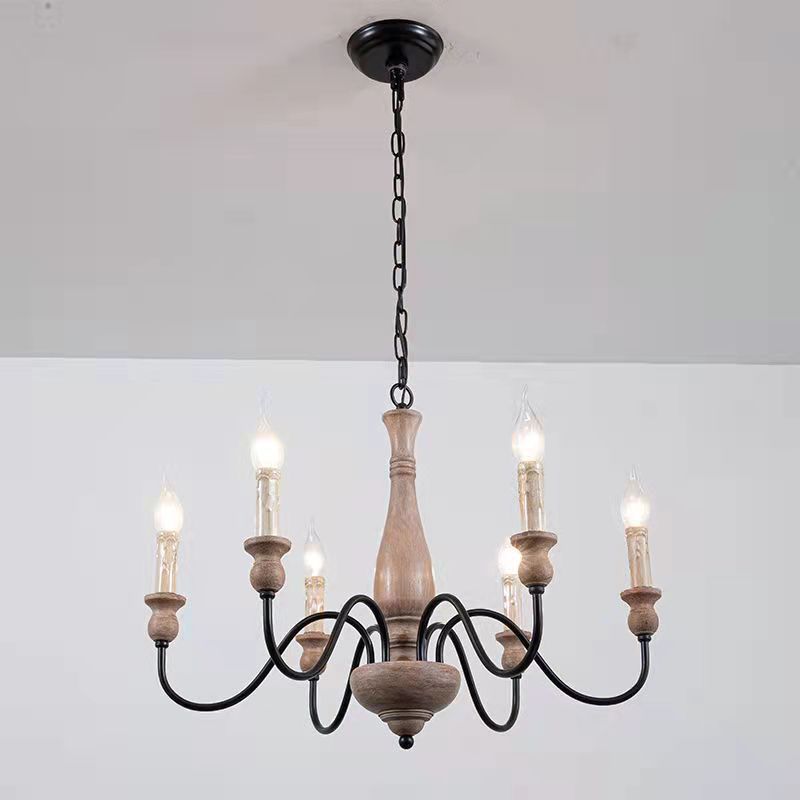 Candeeiro de teto de madeira moderno industrial Afralia