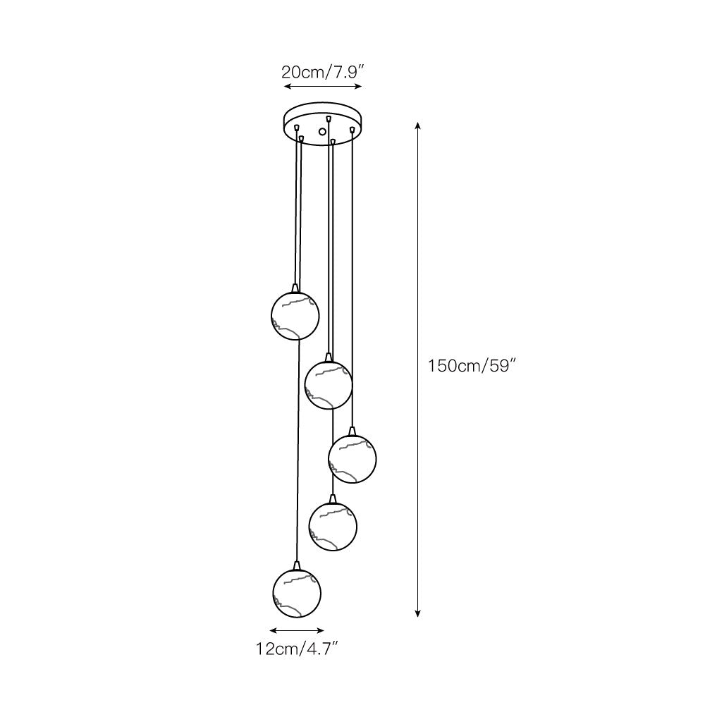 Candelabro moderno de alabastro com várias esferas Belen