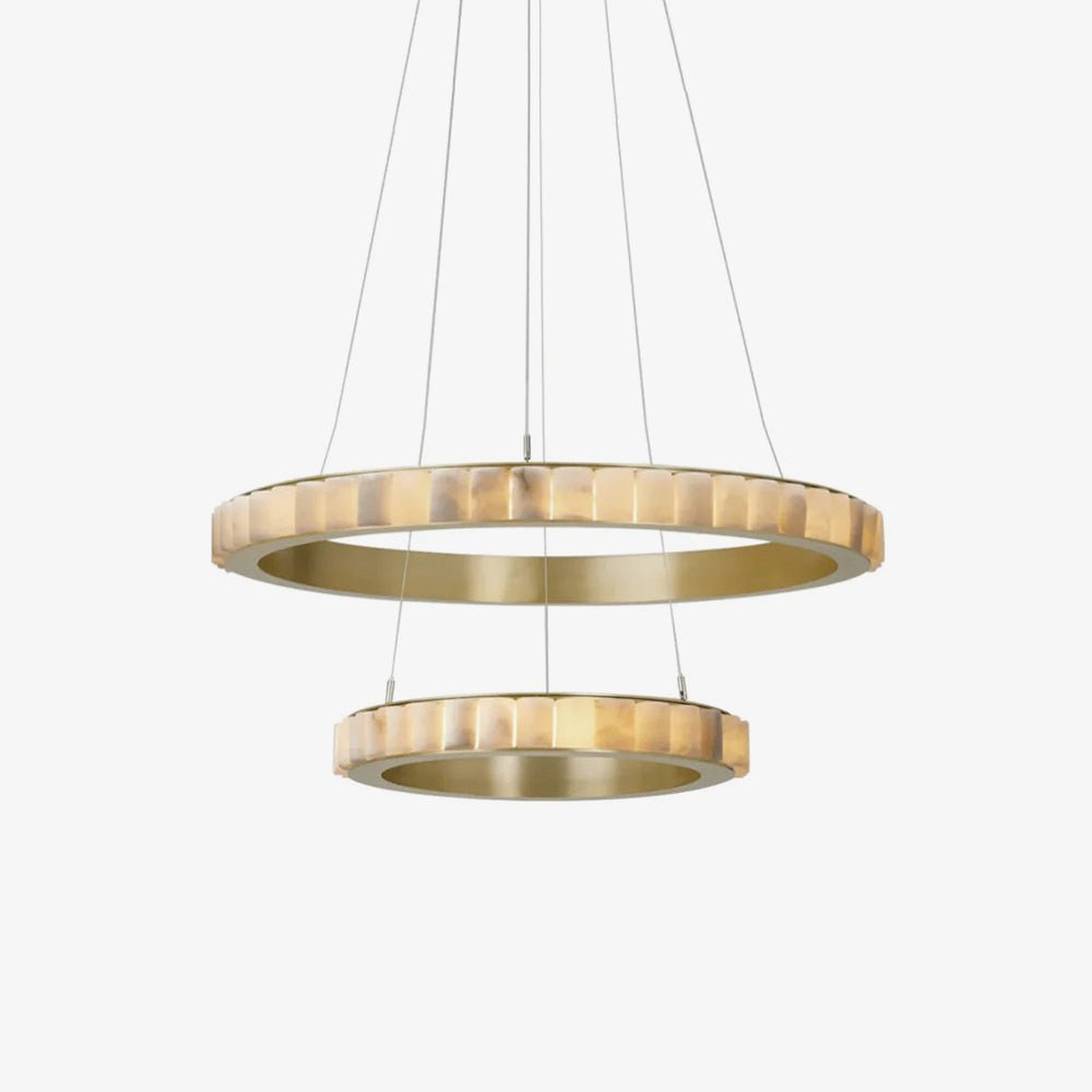 Aurelia ljuskrona med dubbla ringar i alabaster